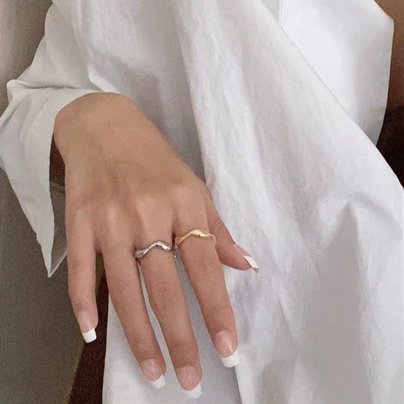 Wave Ring, Sterling Silver Ring, Silver Stacking Ring, Simple Gold Ring - Picture 2 of 7